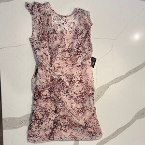 Express Pink and Brown Patterned Mini Dress